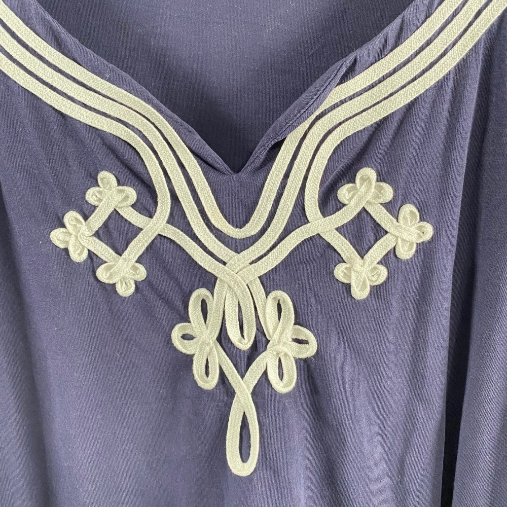 Talbots Womens Embroidered 100% Cotton Top sz 3X Blue Nautical Resortwear Preppy - Picture 3 of 11